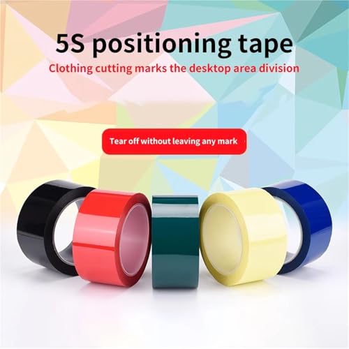 Xuanqiu Whiteboard Tape 10Pcs Desktop Positioning Tape Floor 5s Red Marking Traceless Waterproof Mara Glue Logo Office Supplies Color(Black,66M_0.055MM_5MM)