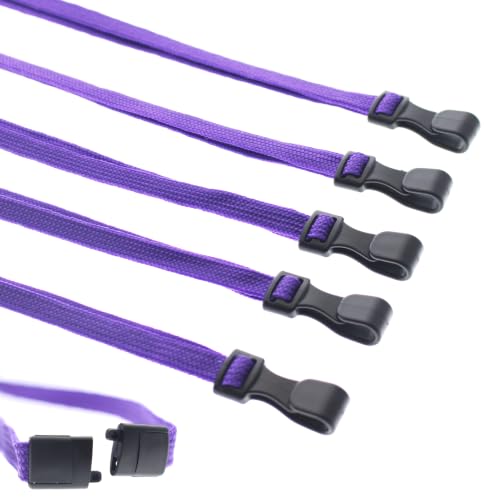 Specialist ID Bulk 100 Pack - MRI Safe ID Lanyards (No Metal) with Plastic No Twist Clip & Safety Breakaway Clasp - Badge Holder (Purple)