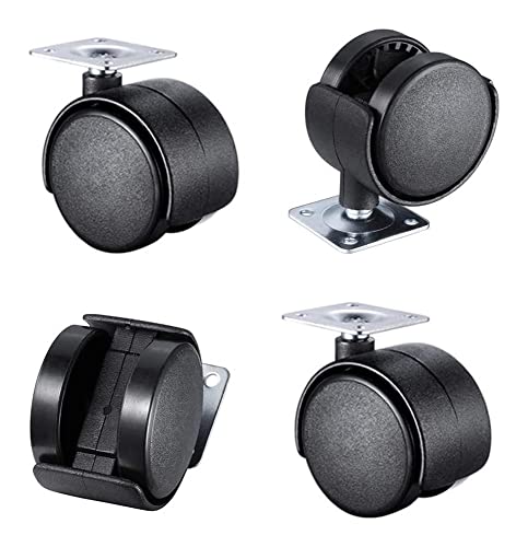 MXXADHPL Castors 4X Black Swivel Castors Wheels,Furniture Trolley Moving Caster Wheels, Stroller Bed Replacement Caster Wheel with Screw,Single Plate Caster Load Bearing 20kg (4 Pcs Without