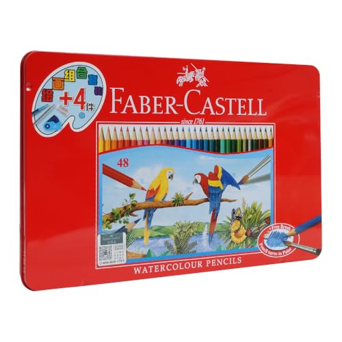 Faber Castell 48 Watercolour Pencils in Metal Tin Includes Gift for Artists for Drawing and Painting