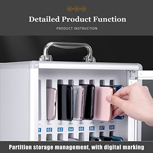 Aluminum Alloy Pocket Chart Storage Cabinet Wall Mounted Clear Cell Phone Cabinet with Portable Handle Key Lock & Handwritten Tags (Color : Silver, Size : 36)