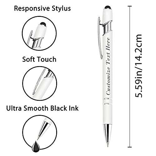 Personalized Pens Bulk with Stylus Tip 144 Pcs Custom Engraving Ballpoint Pens with Name Message Logo, Customized Gift Pens for Wedding, Graduation, Birthday, Christmas - Medium Point,Black Ink