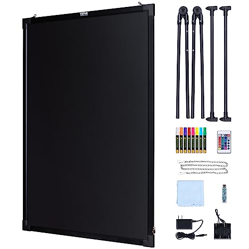 VEVOR 32"x24" LED Message Writing Board, Menu Sign Boards, Illuminated Erasable Lighted Chalkboard, Neon Effect Drawing Panel with 8 Fluorescent Chalk Markers and Remote Control