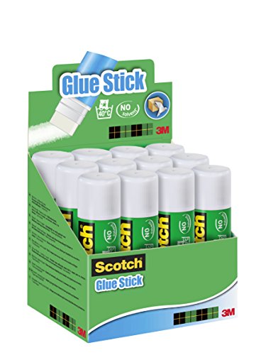 3M Scotch Permanent Glue Stick Solvent 1 Pack of 12 Sticks, 40g per Stick - Strong-Hold Adhesive for Home, School or Office Use