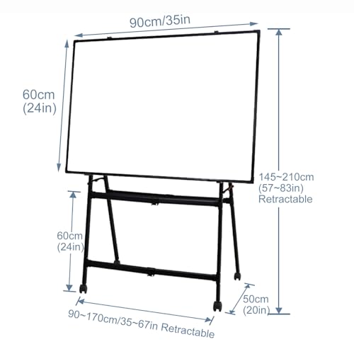 Dry Erase Board Double Sided, Rolling Whiteboard Foldable, Magnetic White Board with Stand, Height Adjustable(Green,60x90cm/24x35in)