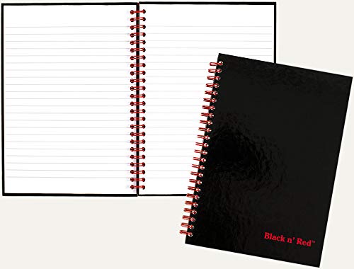 Black n' Red Twin Spiral Hardcover Notebook, Medium, Black/Red, 70 Ruled Sheets, Pack of 6 (L67000)