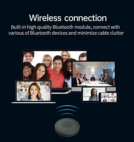 Matosio BluePod Conference Speakerphone, Bluetooth and USB Conference Microphone & Speaker, VoiceLoc and VoiceCap Function with 6 Omnidirectional Microphones, for Meeting Room or Home Office