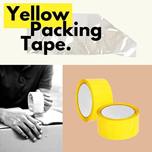 SHIELD TAPE Colored Packing Tape, Yellow, 1.88 Inch x 110 Yards, 36 Pack, Heavy Duty Colored Packaging Tape for Dispenser Refill, Moving, Storage, Shipping