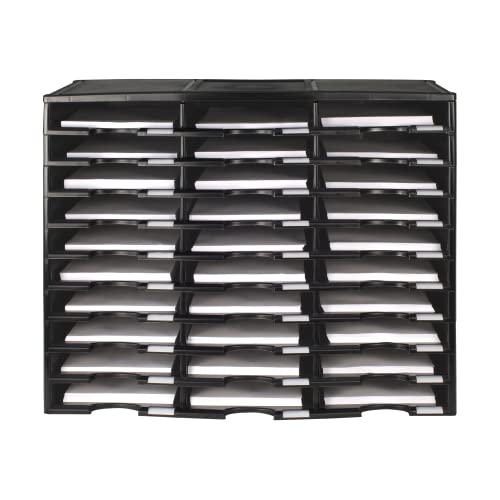 Storex 30-Compartment Literature Organizer, 31.38 x 14.13 x 25.5 Inches, Black (61419U01C)