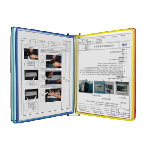YiAngjGBq Wall Mounted Folder Storage,Desktop Flip Display Folder, 10 Pockets, Desk Reference Organizer, Metal and PVC Catalog Display Rack, for Office Restaurant Storage A4 Documents