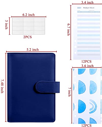 QERTYHKK A6 PU Leather Budget Binder Cash Envelopes Planner Organizer System with Expense Sheets,Sticker Labels,for Money Saving