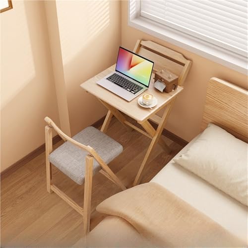 Solid Wood Folding Desk, Small Desk for Bedroom, Fold Small Desk, Computer Desk for Home Office, Simple Study Makeup Workstation, Wooden Study Office Desk Table for Small Spaces(Natural,80cm .5in)