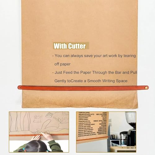 LNNW Kraft Paper Dispenser Vintage Kraft Paper Dispenser, Dining Room/DIY Room/Nursery Classroom Home Kids Graffiti Wallpaper Holder Decorative Message Boards for Wall(Board 70cm/27.6in)