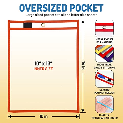 BONBELA Dry Erase Pockets 50 Pack, 10" x 13" Reusable Pocket Sleeves