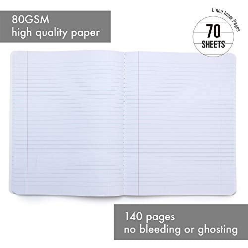 Pukka Pad, Composition Notebooks - 48 Pack of Journals Featuring 140 Pages of College Ruled 80GSM Paper with Sturdy Cover Stock - 9.75 x 7.5in - Rochelle and Jess