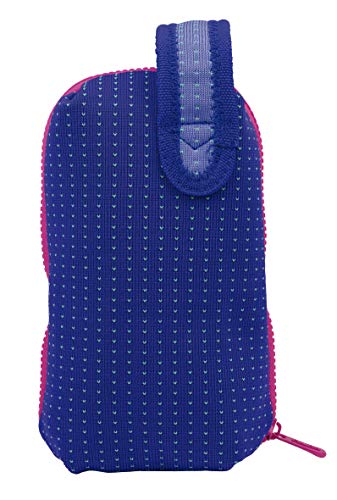 MILAN Kit Un Estuche Con Contenido Knit, Lila Pencil Cases, 19 cm, Purple (Lila y Verde), Purple (Lila Y Verde), 19 Centimeters, Pencil Cases