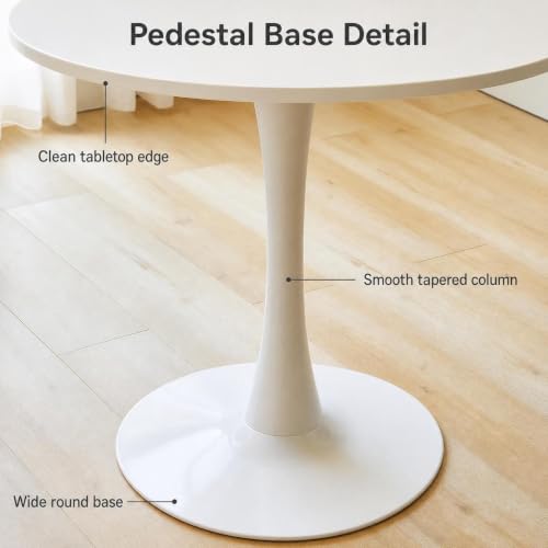 RIXNOMA Round Conference Table with Wood Base, Thick Tabletop and Sturdy Design for Office Conference Rooms, Small Meeting Rooms and Business Meetings