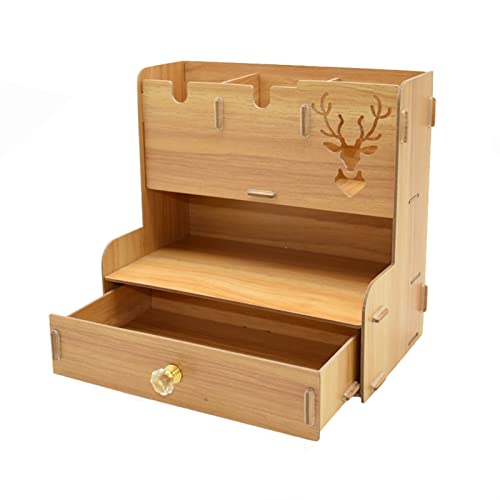 Desk File Organizer,Desktop Organizer File Sorter File Magazine Folder Holder File Rack Office Desk File Organizer Student Dormitory Desktop Stationery Storage Shelf Creative Multi-Layer Wooden File S