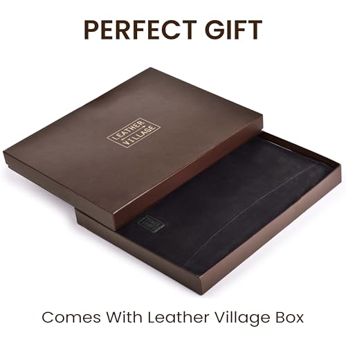 LEATHER VILLAGE Leather Portfolio for Men Women, Business Padfolio Folder