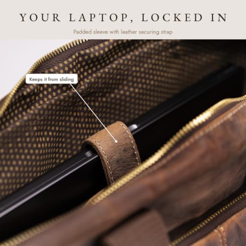 NomadCraftsCo. Full Grain Leather Messenger Bag for Men, 16 Inch Laptop
