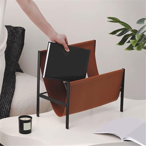 Office Bookshelf Vintage Minimalism Leather Floor Small Bookshelf Multifunctional Magazine Rack Newspaper Stand