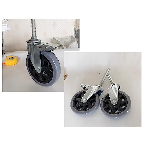 MXXADHPL M20 Threaded Stem Caster Wheels, Set of 4-150mm Industrial Locking Swivel Casters for Commercial Kitchen Prep Tables, TPR Furniture Caster Wheels - Durable & Heavy-Duty
