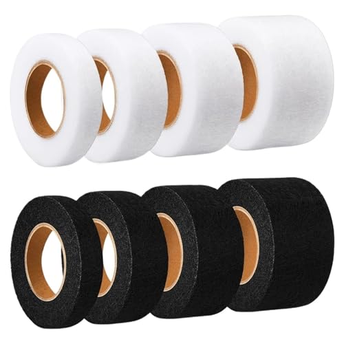 Heat Bond Iron-On Adhesive 10rolls 50M/roll Iron On Hemming Tape No Sew Hem Fabric Strip for Pants Jeans Curtains Dress Sewing Clothes(Black,30MM)