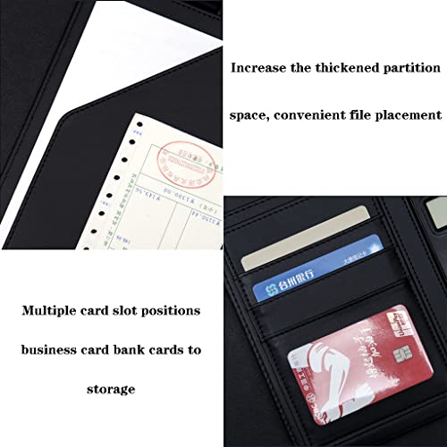 Padfolio Organizer Binder,portfolio, A4 Portfolio Organizer Folder PU Leather Business Padfolio Notebook with Letter Size Clipboard Interview/Resume Document Holder(Rose Red,12 Bit 3*note pad)