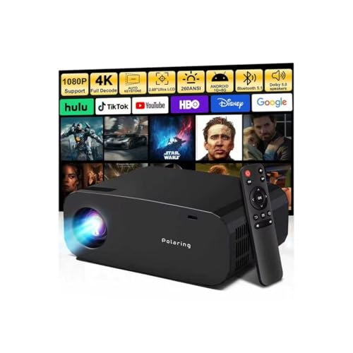 Black Smart Movie Mini Projector with WiFi and Bluetooth Built-in Apps