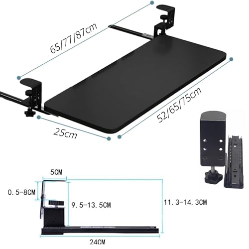 BWPURWDFH Ergonomic Desk Extender Keyboard Tray Height Adjustable Under Desk Slide-Out Keyboard Drawers Platforms, Easy Install/Improve Posture, for Desks and Computer Tables (Teak 75 * 25 cm