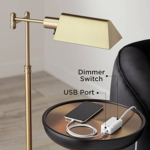 Oak River Dark Rust and Amber Mica Arc 66 1/2" Tall Floor Lamp USB Dimmer