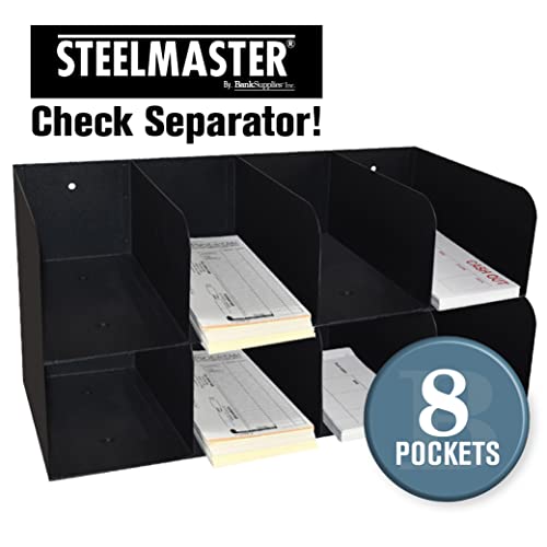 BankSupplies Check Sorter Organizer - 8 Pocket, 2-Tier Design - 4 Over 4-3 ¾” H x 16" W x 8" D - Scratch & Chip-Resistant Finish - Steel Construction - Pre-Drilled Holes - Document Organizer