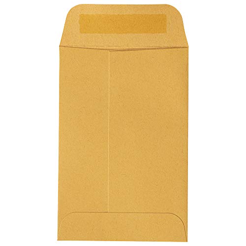 JAM PAPER #4 Coin Business Commercial Envelopes with Peel and Seal Closure - 3 x 4 1/2 - Brown Kraft Manila - Bulk 500/Carton