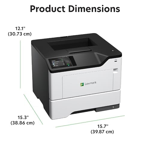 Lexmark MS631dw Monochrome Laser, Duplex (2-Sided) Printing: Integrated Duplex, Print Speed: Up to 50 ppm, Energy Star, 2.8 inch (7.2 cm) Color Touch Screen (38S0400)
