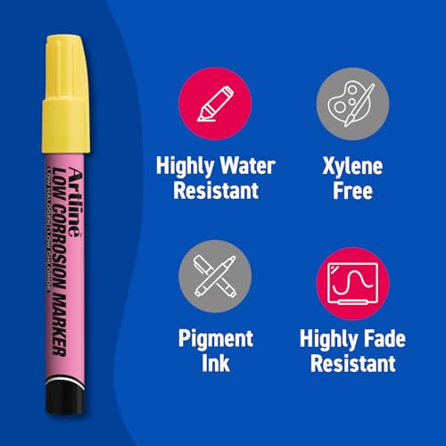 Artline Low Corrosion Paint Markers, 2.3mm, Yellow 12 Pack