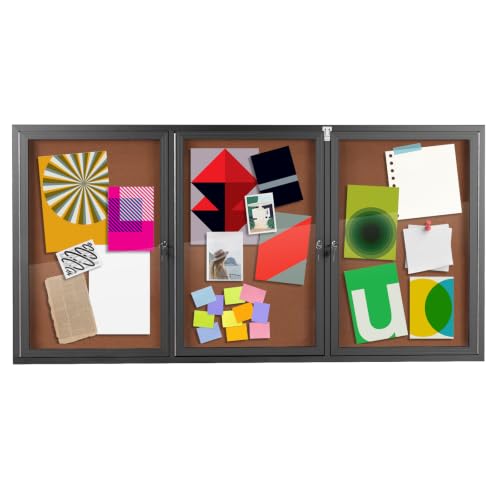Hubxinly Weatherproof Enclosed Bulletin Board Aluminum Frame Lockable