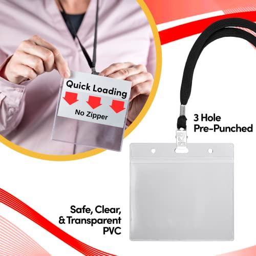 SEE-IT! Badge Name Tag Holders with Lanyards 104 Sets 3"x4" Size Quick Load