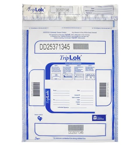 ControlTek TripLok Tamper-Evident Deposit Bags, Clear, 15" x 20"