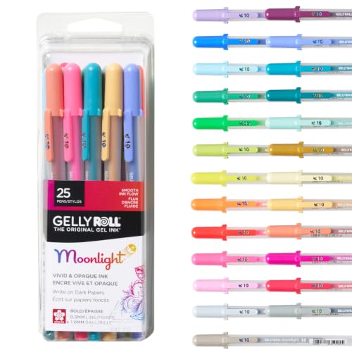 SAKURA Gelly Roll Moonlight Size 10 Gel Pens, Assorted, 25 Pack