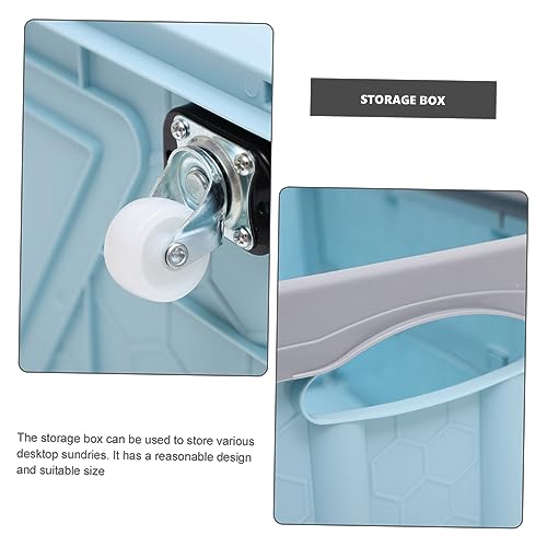 ZGLINMZ Stackable Plastic Crates for Storage and Shopping Cart Basket with Collapsible Design Wheeled Toy Bin with Lids for Guinea Pig Toys Swivel Tool Blue Bin for Organized STO