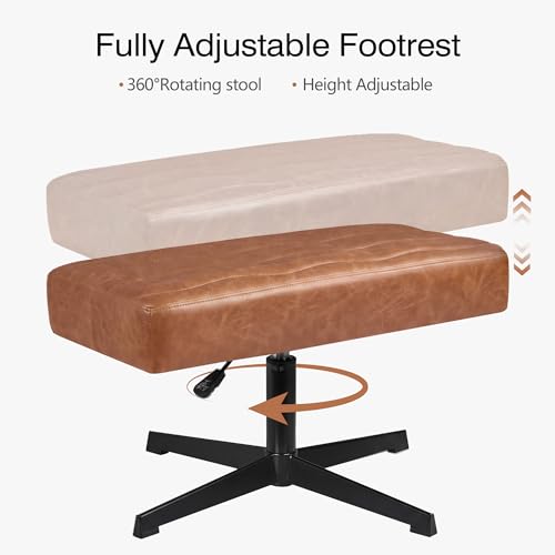 VECELO Under Desk Footrest, PU Ergonomic Foot Rest with Comfort Padding, Height Adjustable for Relieving Leg Pain, Stiffness, and etc, Brown