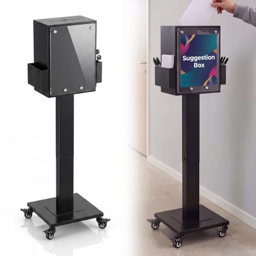 45" Suggestion Box with Stand, Wheel, Floor Standing Offering Box