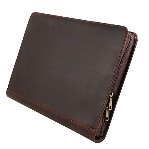 YIWEN Leather 3 Ring Binder Portfolio Zippered for 8.5 x 11 Notepad
