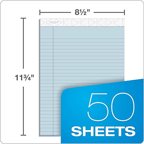 Tops Prism Writing Pads, 8-1/2" x 11-3/4", Legal Rule, Blue, Perforated, 50 Sheets, 12 Pack (63120)