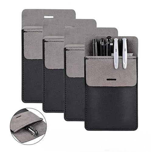 Nuqsx Pocket Protector 6pcs Chest Pencil Case Lab Coat Pen Storage Pouch Organizer for Shirts Pu Leather Pocket Protector for School Office For Shirts Pants Lab Coats Nurses(Black+Brown)