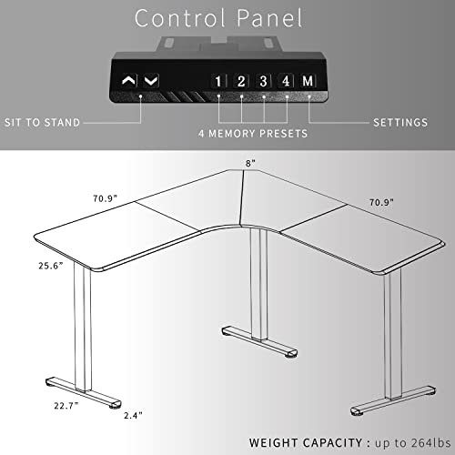 VIVO Dark Walnut 71 x 71 in Corner Standing Desk, DESK-KIT-E3CWD