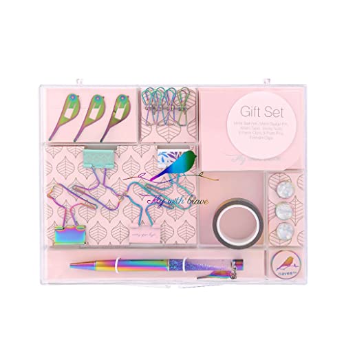GGGUOJINN Colorful Stationery Office Desk Accessories Paper Binder Clips Rainbow Ballpoint Pen Stationary Sets School (Color : As Shown, Size : As Shown) (As Shown As Shown)