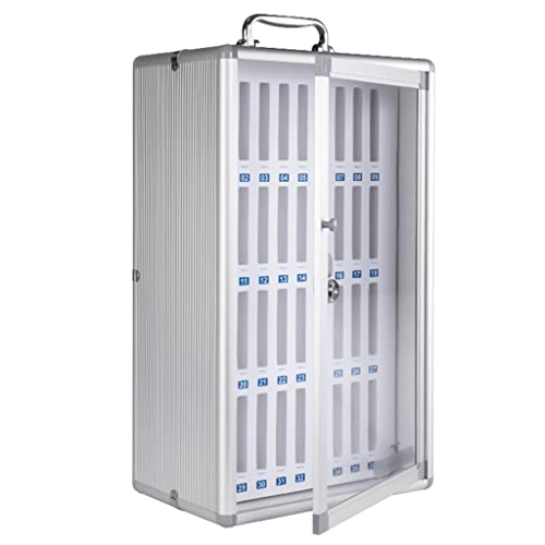 Aluminum Alloy Pocket Chart Cell Phones Storage Cabinet for Cell Phones,Wall-Mounted with A Locked,Can Be Carried by Hand for Office Classroom Factory (Color : Silver, Size : 36)