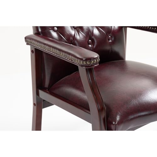 Japovker Leather Reception Guest Chairs - Waiting Room Stationary Office Chairs with Padded Arm Rest No Wheels, Ergonomic Side Chair for Conference Room Lobby Home Office (Burgundy)