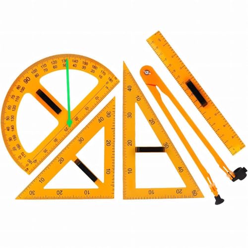 Magnetic Geometry Tool, School Supplies Protractor Compass Set, Teacher Multi Purpose Math Teaching Aids, Protractor Set, Magnetic Function May Vary with Blackboard Surface